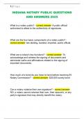 INDIANA NOTARY PUBLIC QUESTIONS  AND ANSWERS 2025 