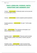 TEAS 4 &lpar;ENGLISH&comma; SCIENCE&comma; MATH&rpar;  QUESTIONS AND ANSWERS 2025 