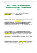 UNIT 3 POPULATIONS APES EXAM  REVIEW QUESTIONS AND ANSWERS  2025