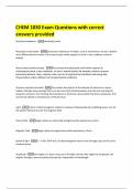 CHEM 1030 Exam Questions with correct answers provided