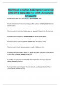 Multiple Choice Entrepreneurship GHCDP1 Questions with Accurate Answers
