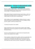 Statistics - Exam 3 Questions with Accurate Answers