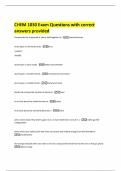 CHEM 1030 Exam Questions with correct answers provided