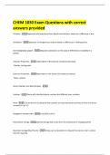 CHEM 1030 Exam Questions with correct answers provided