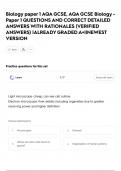 All of AQA GCSE Biology Exam -Study Guide-With 100&percnt; verified answers