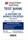 A History of World Societies 12th Edition - Test Bank by Merry E&period; Wiesner-Hanks&comma; Patricia Buckley Ebrey