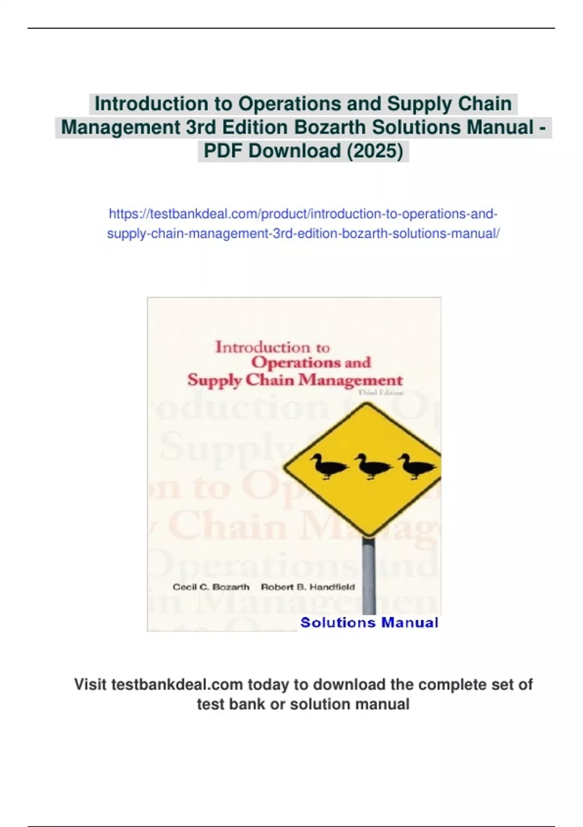 Summary Introduction to Operations and Supply Chain Management 3rd ...