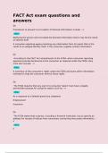 FACT Act exam questions and answers Qs Procedures to prevent re-circulation of blocked information include&colon; - n  ANS Notifying the person who furnished the blocked information that it may be the result of identity theft A consumer reporting agency blockin