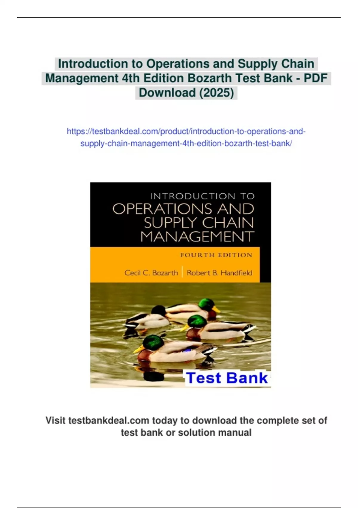 Summary Introduction to Operations and Supply Chain Management 4th ...