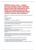 EDPNA practice exam &ndash; medical   &lbrack;ACTUAL EXAM&rsqb; LATEST VERSION  &lbrack;QUESTIONS AND ANSWERS&rsqb; WITH  PRACTICE EXAM DETAILED AND  VERIFIED FOR GUARANTEED PASS-  LATEST UPDATE 2025 GRADED A