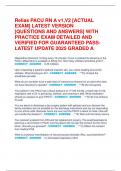 Relias PACU RN A v1&comma;V2 &lbrack;ACTUAL  EXAM&rsqb; LATEST VERSION  &lbrack;QUESTIONS AND ANSWERS&rsqb; WITH  PRACTICE EXAM DETAILED AND  VERIFIED FOR GUARANTEED PASS-  LATEST UPDATE 2025 GRADED A