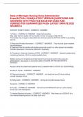 State of Michigan Nursing Home Administrator  Exam&lbrack;ACTUAL EXAM&rsqb; LATEST VERSION &lbrack;QUESTIONS AND  ANSWERS&rsqb; WITH PRACTICE EXAM DETAILED AND  VERIFIED FOR GUARANTEED PASS- LATEST UPDATE 2025  GRADED A