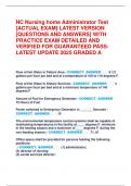 NC Nursing home Administrator Test  &lbrack;ACTUAL EXAM&rsqb; LATEST VERSION  &lbrack;QUESTIONS AND ANSWERS&rsqb; WITH  PRACTICE EXAM DETAILED AND  VERIFIED FOR GUARANTEED PASS-  LATEST UPDATE 2025 GRADED A