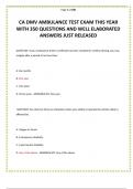 CA DMV AMBULANCE TEST EXAM THIS YEAR WITH 350 QUESTIONS AND WELL ELABORATED ANSWERS JUST RELEASED&period;