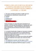 ETHICS AND LAW IN DENTAL HYGIENE NATIONAL BOARD EXAM NEWEST QUESTIONS AND DETAILED CORRECT ANSWERS &vert; A&plus; GRADE