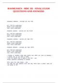 RASMUSSEN - MDC III - FINAL EXAM QUESTIONS AND ANSWERS