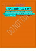 COMPLETE&excl;&excl;&excl;&excl;&excl;COMPLETE&excl;&excl;&excl;&excl;&excl;TEST BANK FOR  Physical Examination and Health Assessment  4th Canadian Edition &lpar;Jarvis&comma; 2024&rpar; Already Graded  A&plus;&comma;All Chapters 1 &ndash; 31&comma;Compiled byDescoh Palmah&period;   