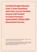 Certified Google Educator Level 1 Exam Questions with Clear Correct Verified Answers&vert;All Graded A&plus;&vert;latest Premium Update&lpar;2025-2026&rpar;&vert;100&percnt; Guaranteed Success&period;