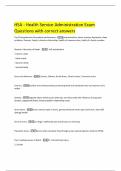 HSA - Health Service Administration Exam Questions with correct answers