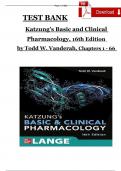 TEST BANK Katzung's Basic and Clinical Pharmacology&comma; 16th Edition by Todd W&period; Vanderah&comma; Chapters 1 - 66