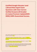 Certified Google Educator Level 1&vert;Brand New Expert Exam Questions with Clear Correct Verified Answers&vert;All Graded A&plus;&vert;Latest Premium Update&lpar;2025-2026&rpar;&vert;100&percnt; Guaranteed Success&period;