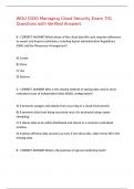 WGU D320 Managing Cloud Security Exam 701 Questions with Verified Answers&comma;100&percnt;CORRECT