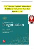 TEST BANK for Essentials of Negotiation&comma;  7th Edition by Roy Lewicki&comma; Bruce Barry  Chapters 1 - 12 