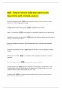 HSA - Health Service Administration Exam Questions with correct answers