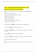 HSA - Health Service Administration Exam Questions with correct answers