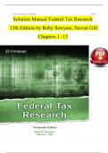 Solution Manual Federal Tax Research  13th Edition by Roby Sawyers&comma; Steven Gill  Chapters 1 -13