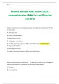 Mental Health HESI exam 2025 &vert; comprehensive Q&A for certification success