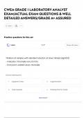 CWEA GRADE I LABORATORY ANALYST  EXAM&sol;ACTUAL EXAM QUESTIONS & WELL  DETAILED ANSWERS&sol;GRADE A&plus; ASSURED