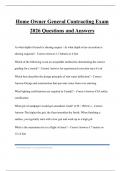 Home Owner General Contracting Exam 2026 Questions and Answers