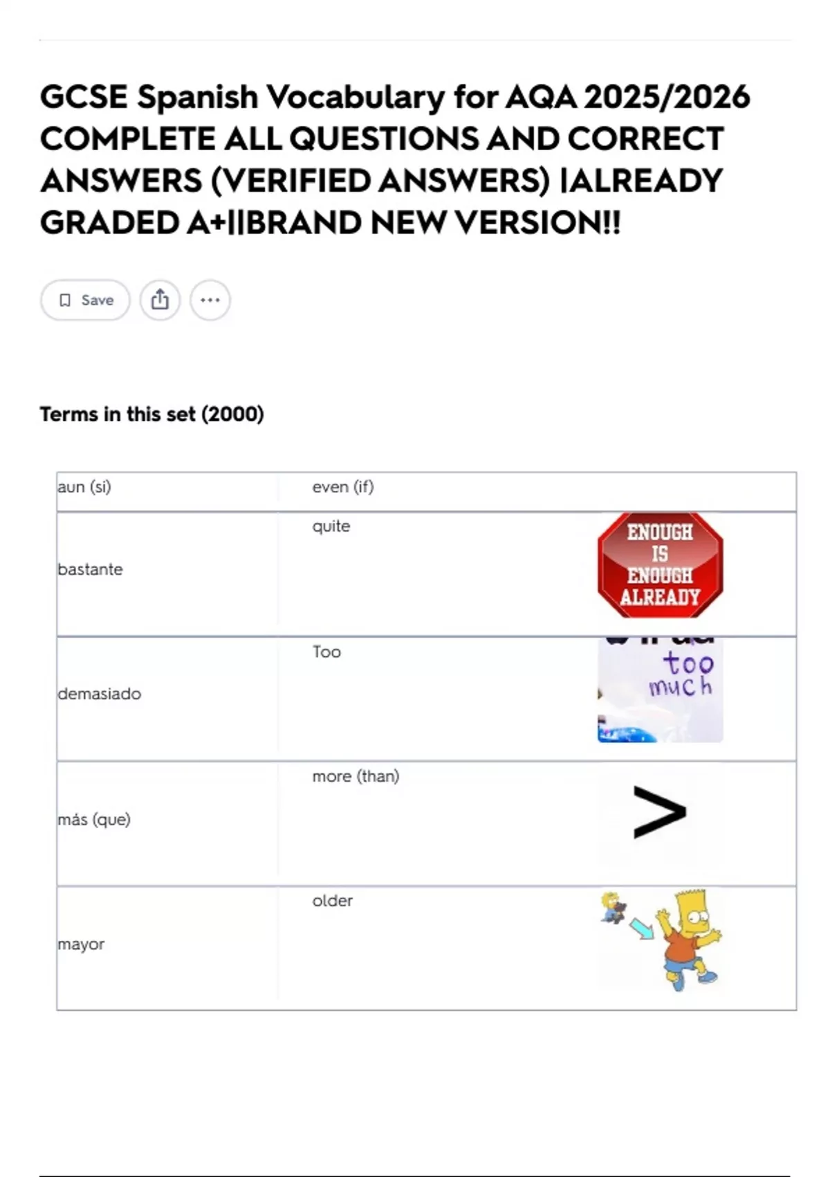 GCSE Spanish Vocabulary for AQA 2025/2026 COMPLETE ALL QUESTIONS AND ...