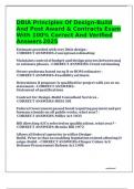 DBIA Principles Of Design-Build And Post Award & Contracts Exam With 100&percnt; Correct And Verified Answers 2025