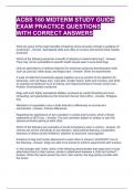 ACBS 160 MIDTERM STUDY GUIDE EXAM PRACTICE QUESTIONS WITH CORRECT ANSWERS 