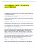PICKLEBALL - TEST 1 QUESTIONS AND ANSWERS