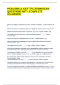PICKLEBALL CERTIFICATION EXAM QUESTIONS WITH COMPLETE SOLUTIONS