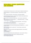 PICKLEBALL EXAM 1 QUESTIONS AND ANSWERS &vert; VERIFIED