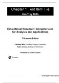 Educational Research&colon; Competencies for Analysis and Applications &lpar;13th Edition&rpar; by Geoffrey E&period; Mills & L&period; R&period; Gay &ndash; Complete Test Bank and Guide