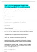 Portfolio Management Final Exam Questions and All Correct Answers&period;