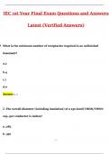 IEC FINAL EXAM YEAR 1 Complete Latest &lpar;2025 &sol; 2026&rpar; Questions with 100&percnt; Verified Correct Answers &vert; Latest Updated Version