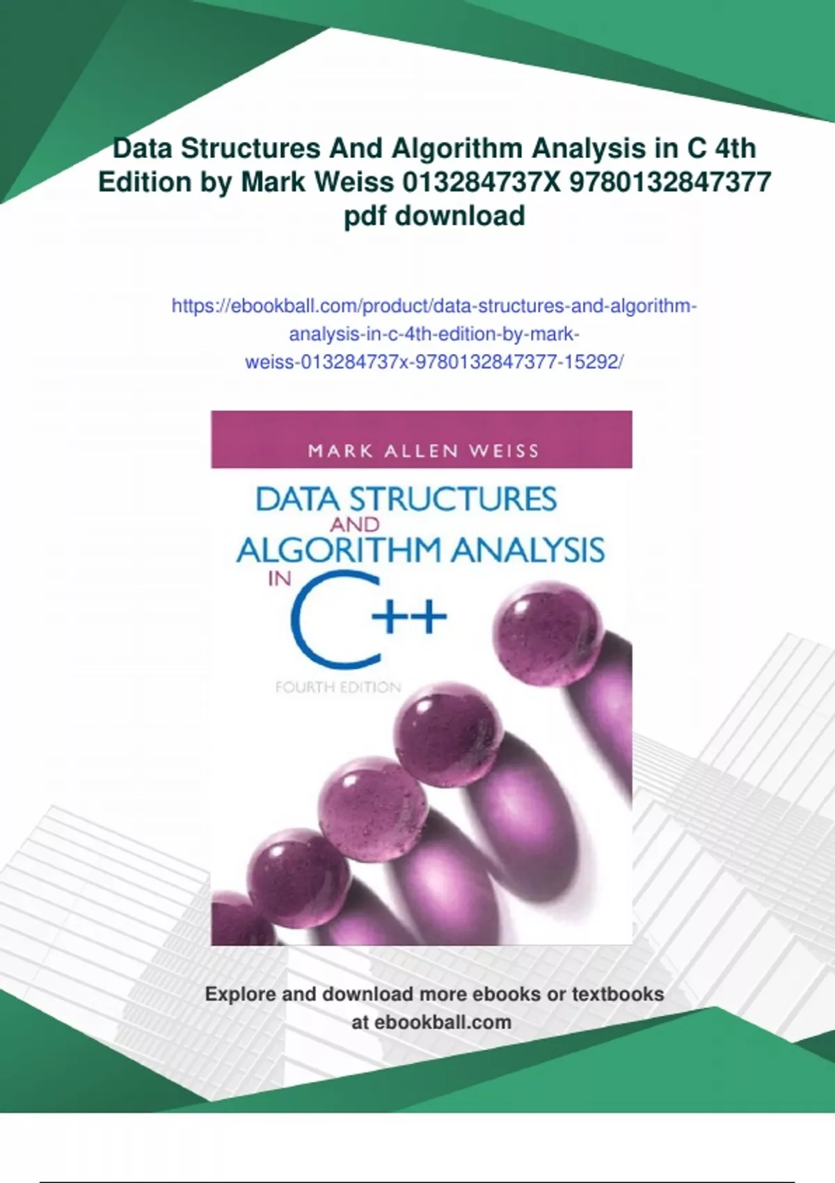 Summary Data Structures And Algorithm Analysis in C 4th Edition by Mark ...