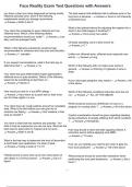 Face Reality Exam Test Questions with Answers