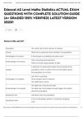 Edexcel AS Level Maths Statistics ACTUAL EXAM QUESTIONS WITH COMPLETE SOLUTION GUIDE &lpar;A&plus; GRADED 100&percnt; VERIFIED&rpar; LATEST VERSION 2025&excl;&excl;