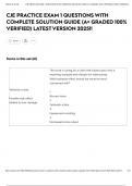 CJE PRACTICE EXAM 1 QUESTIONS WITH COMPLETE SOLUTION GUIDE &lpar;A&plus; GRADED 100&percnt; VERIFIED&rpar; LATEST VERSION 2025&excl;&excl;
