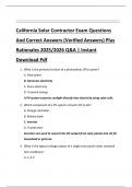 California Solar Contractor Exam Questions  And Correct Answers &lpar;Verified Answers&rpar; Plus  Rationales 2025&sol;2026 Q&A &vert; Instant  Download Pdf