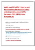 California CDL HAZMAT Endorsement  Practice Exam Questions And Correct  Answers &lpar;Verified Answers&rpar; Plus  Rationales 2025 Q&A &vert; Instant  Download Pdf