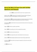 Nurse Aid Skills Full Exam Set with Verified Questions and Answers