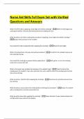 Nurse Aid Skills Full Exam Set with Verified Questions and Answers